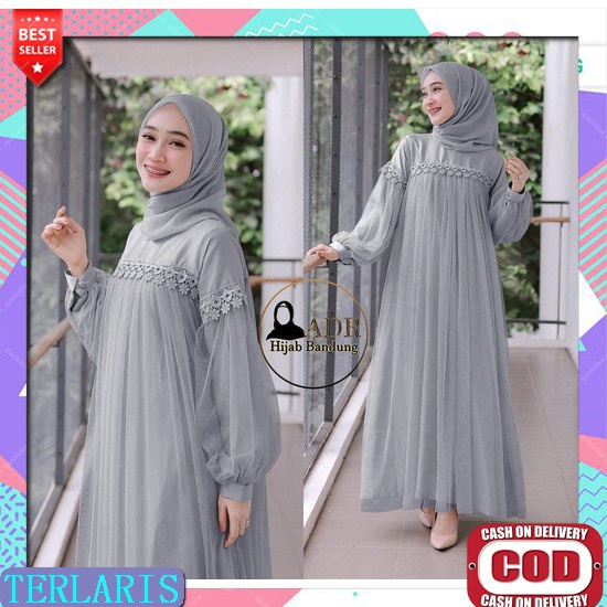 Baju Gamis Wanita Muslim Mayra Brukat Dress Maxy Fashion Perempuan Dewasa Remaja Cewek Putri Ibu Mod