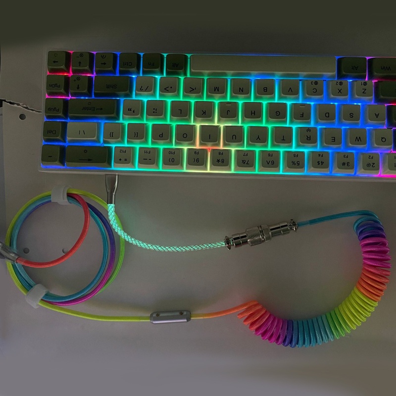 Btsg Kabel Keyboard Mekanik RGB Coiled USB C Cable Untuk Keyboard Gaming Mekanik