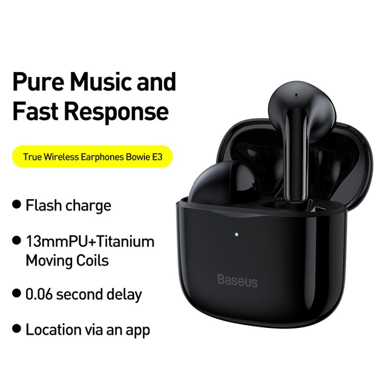 Baseus Original TWS Bowie E3 Earbuds True Wireless Stereo Bluetooth 5.0 Earphone Headset Handsfree Ori