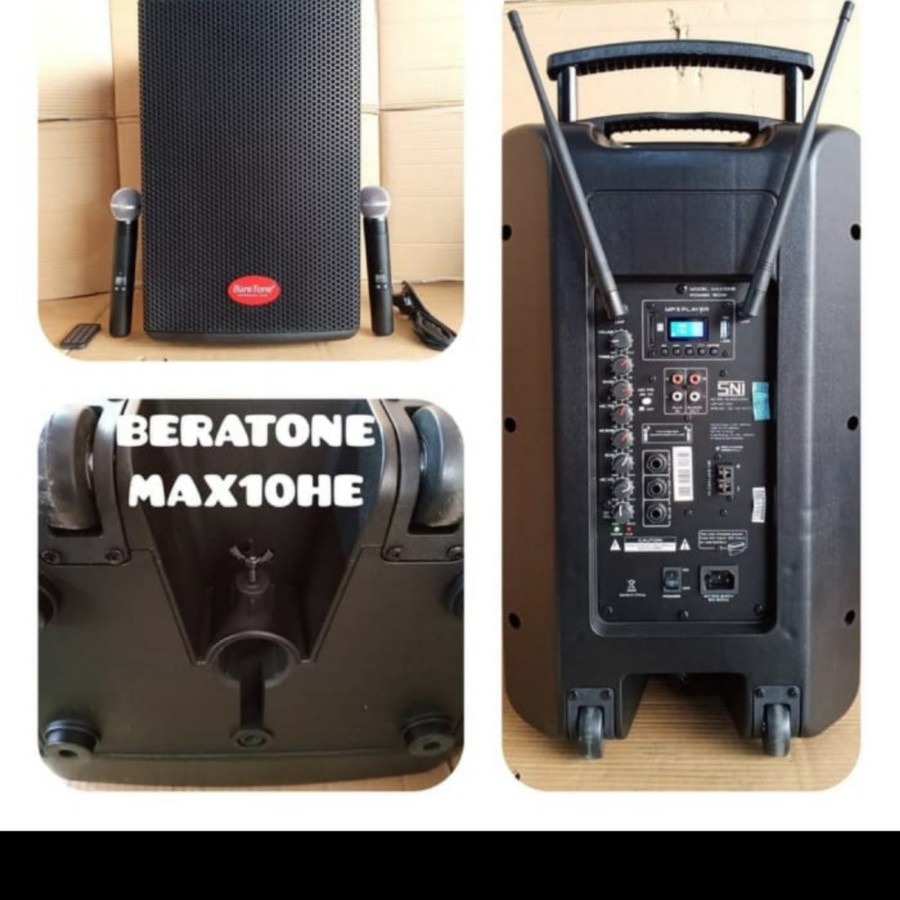 Baretone Max 10He speaker aktif 10 inch portable bluetooth mic wireless