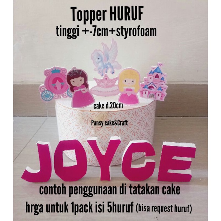 Cake topper / cupcake topper HURUF tinggi +7CM +styrofoam