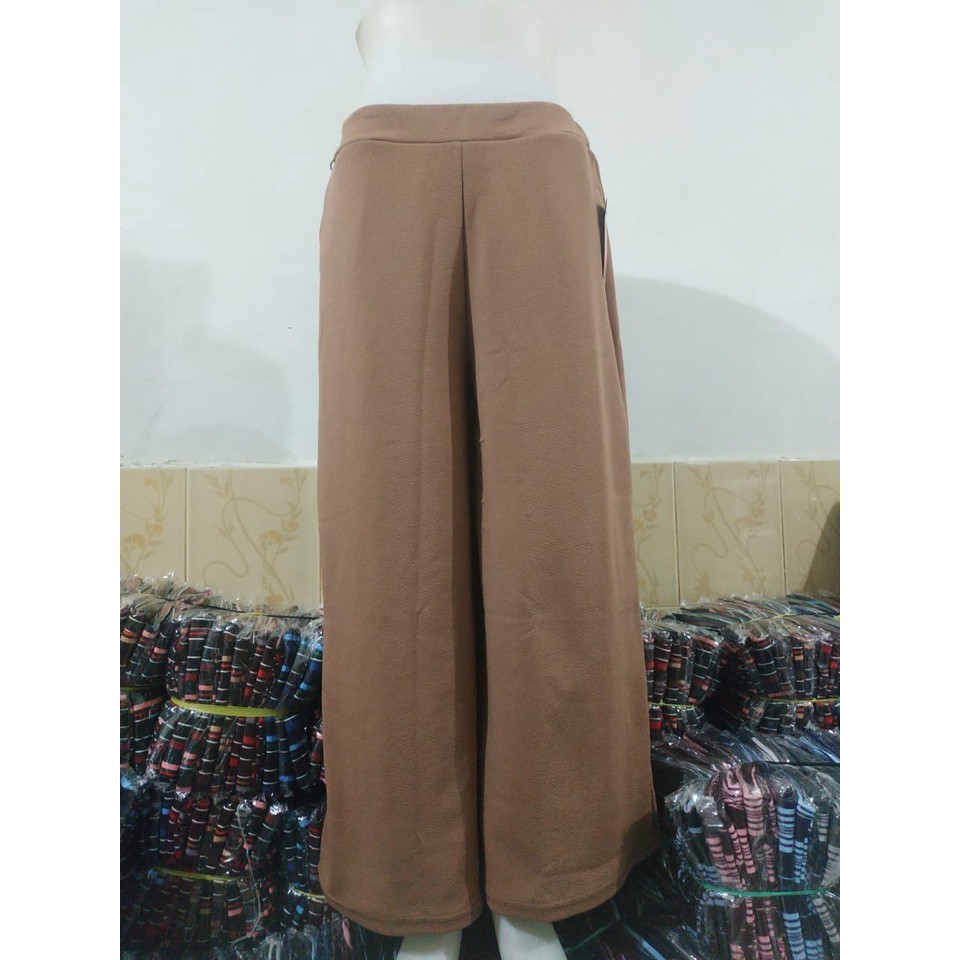 BB 85kg All Size 4XL ✔ KULOT POLOS JUMBO BIG SIZE ~ Crepe Waffle TEBAL & ELASTIS | Warna Pilihan/Original BISA COD celana panjang wanita/wide legs/boho-Mocca