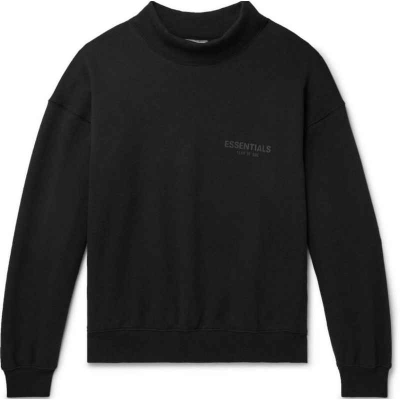 ESSENTIALS FEAR OF GOD MOCKNECK CREWNECK BLACK