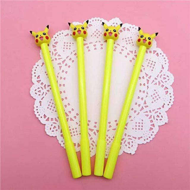 Pena Pikachu - 4pcs &amp; 12pcs- Pen Pulpen Gelpen Bolpen Karakter Murah Lucu Unik - Pokemon