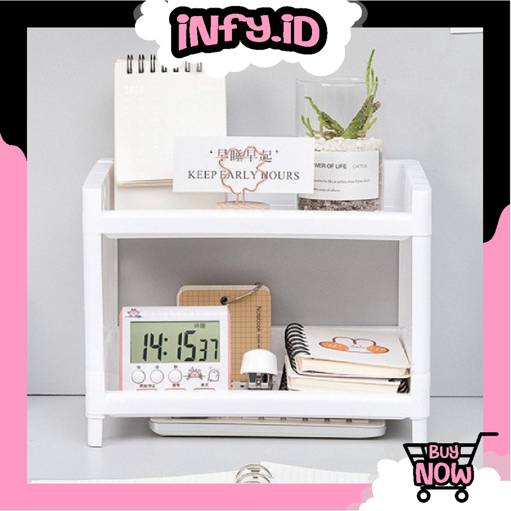 INFY - R379 Rak Organizer Stationery Rak Penyimpanan Desktop Lipat Double Layers Storage