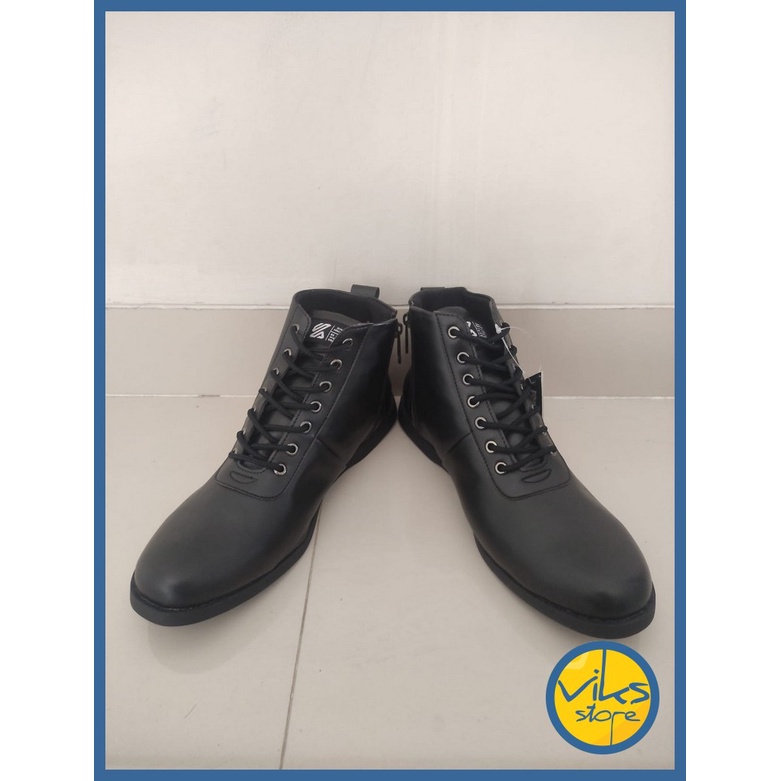 Sepatu Boots Kerja Formal Pria Cowok Laki-laki Kulit Pantopel Casual High Kuzatura Hitam Premium