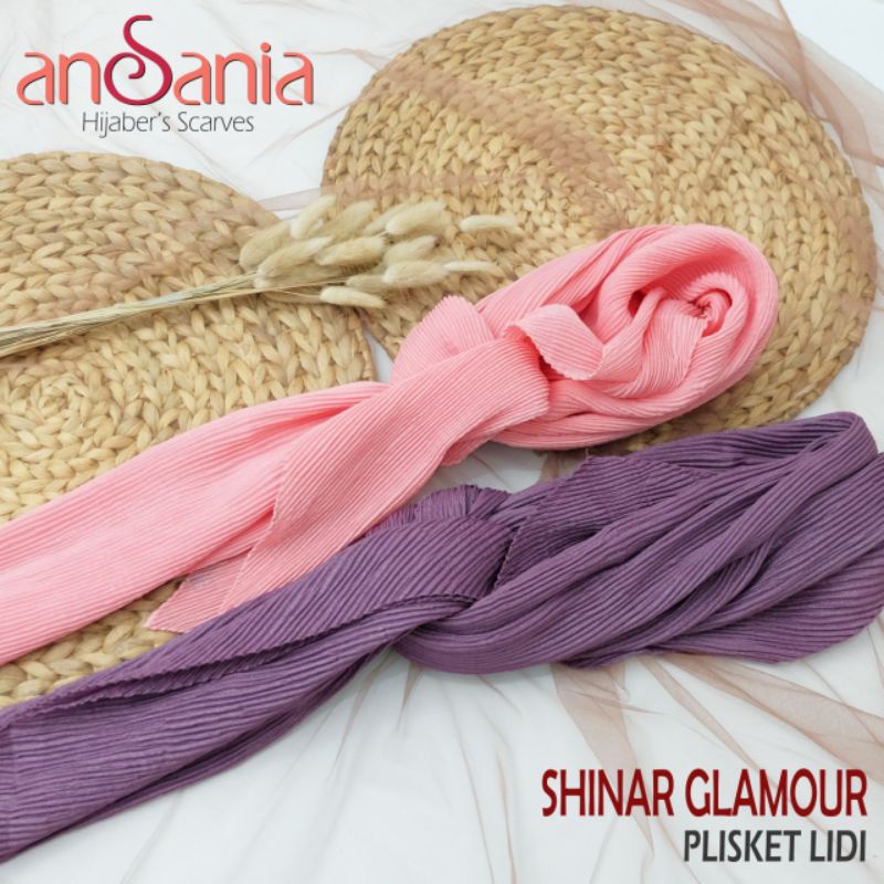 Jilbab Shinar Plisket Segi Empat Ansania-Berry Shinar Plisket
