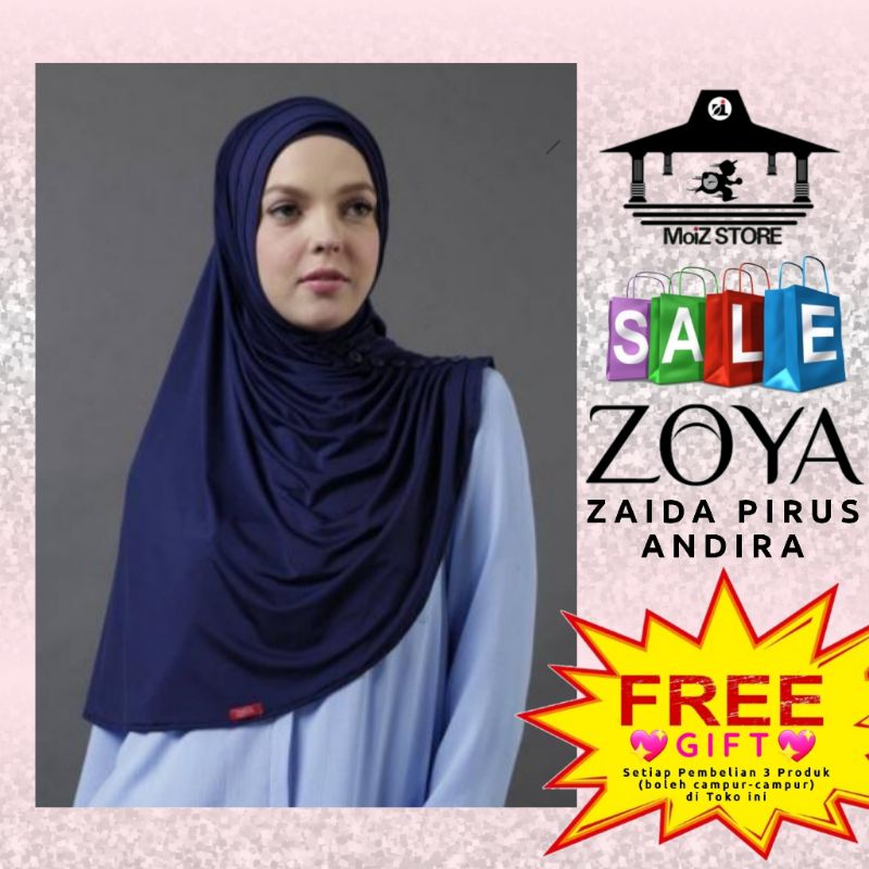 Zoya Jilbab Hijab Bergo Kerudung Krudung Polos Zoya Instan Instant Langsung Zaida Pirus Andira Yang 