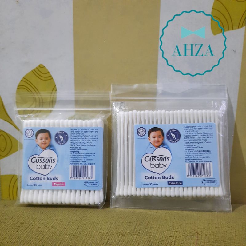 AHZA CUSSONS BABY COTTON BUDS EXTRA FINE &amp; REGULER ISI 50