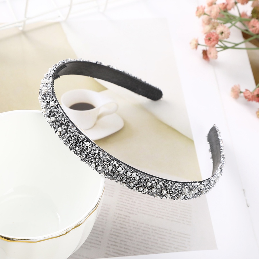 Korean Pearl Rhinestone ThinHeadband Crystal Plastic Hair Band For Woman Hair Accessories