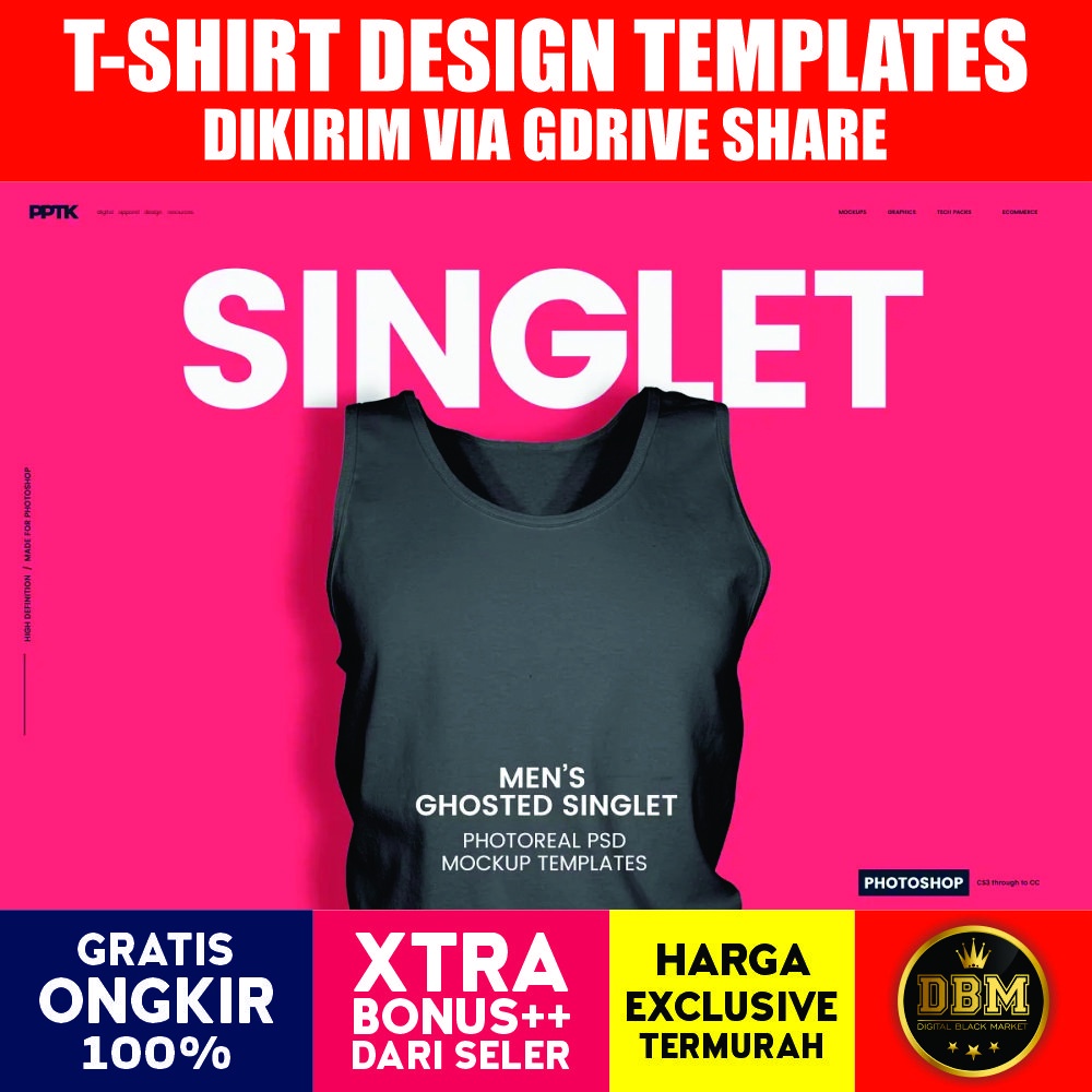 Mens Ghosted Singlet Templates - Adobe Photoshop