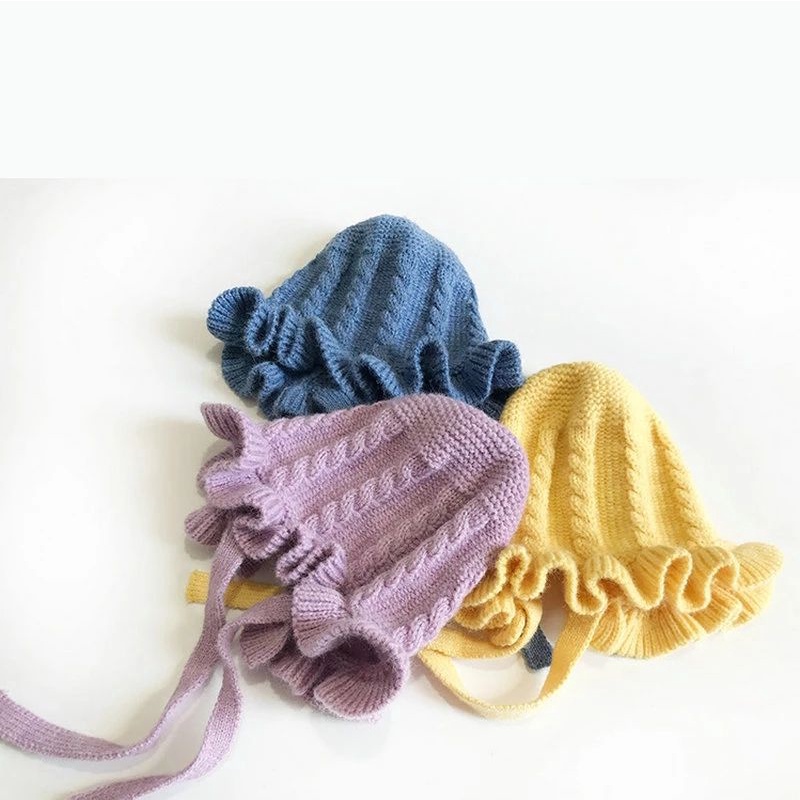 Kupluk Rajut Renda Tali Bayi 0-3 Tahun/Kupluk Bayi Murah/Rajut Bayi