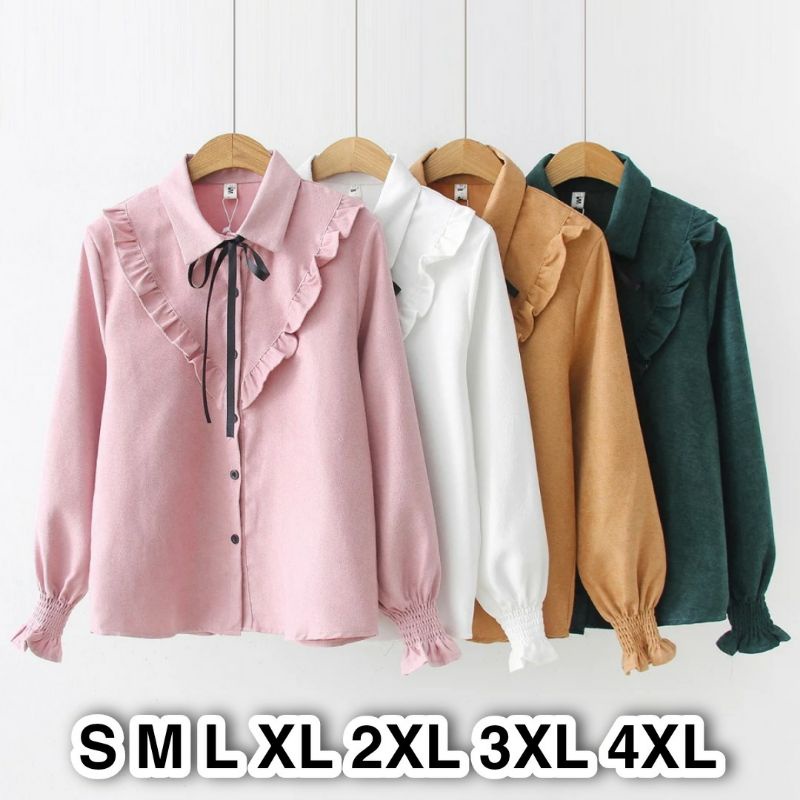 Agatha Blouse Big Size Ukuran Size S M L XL 2XL 3XL 4XL XXL XXXL  XXXXL 2L 3L 4L 5L  Atasan Blouse Wanita Jumbo Atasan Big Size Kemeja Kerja Korea Over Size