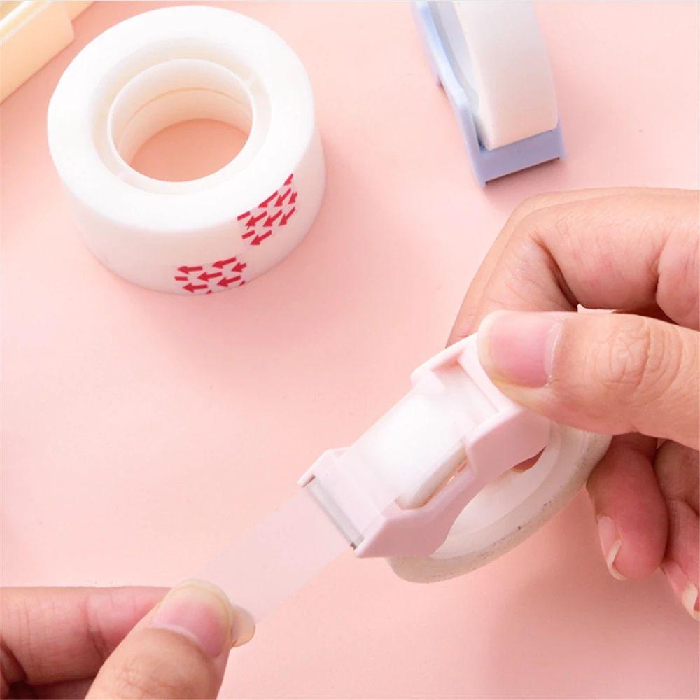 Lanfy Tape Perekat Belajar Office Correction Tape Kertas Tak Terlihat Lengket Bening Tape Dispenser