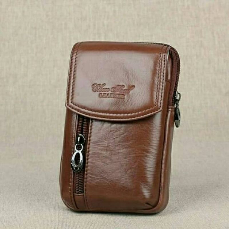 Dompet Hp Kulit Asli Pria Cheer Soul Tas Selempang Kulit Mini Sarung Hp Kulit 3230