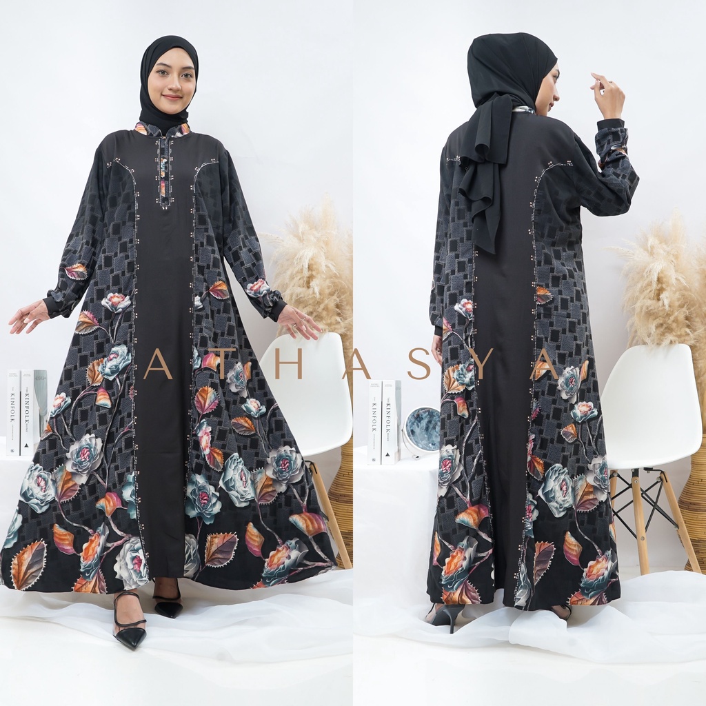 Baju Gamis Wanita Abaya Hitam Turkey Hikmat Jetblack Viscose
