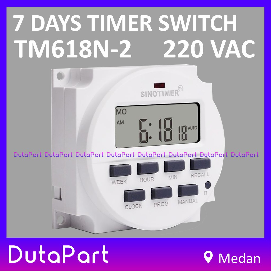 7 Days Weekly Digital Timer Switch 220VAC ORIGINAL SINOTIMER TM618N-2