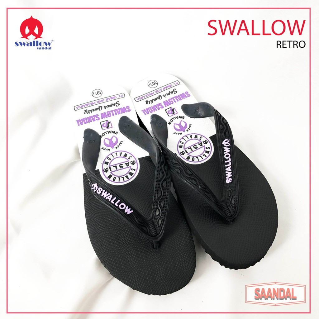 Sandal Jepit Swallow Hitam Retro Pria Wanita tidak licin(BISA SATUAN)