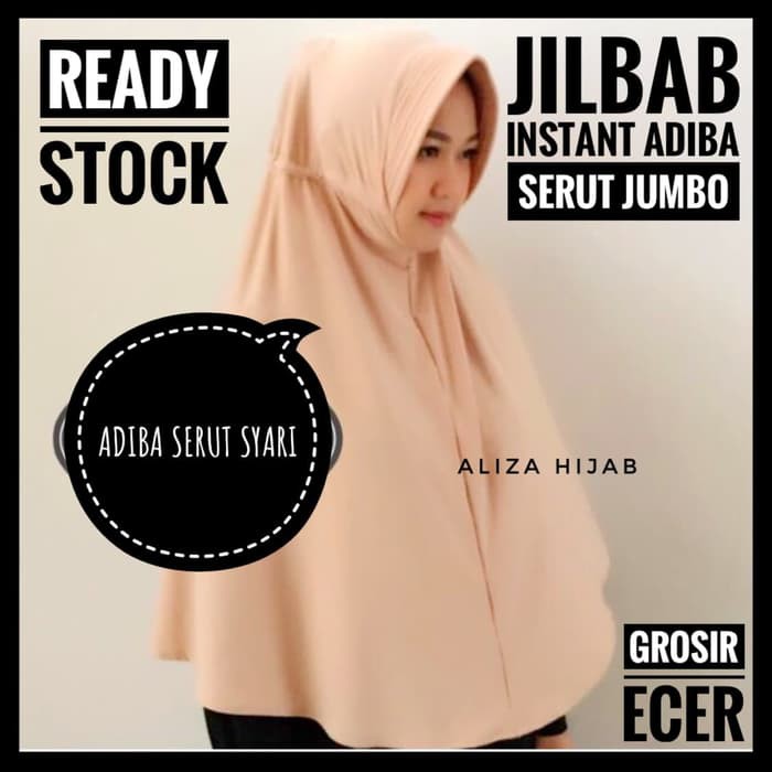 JILBAB ADIBA SERUT JOKOWI JUMBO / HIJAB INSTAN SERUT SYARI'I - A NAVY