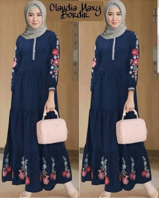 COD JC- Claudia Royal Maxi bordir / Maxi gamis kekinian / gamis wanita murah