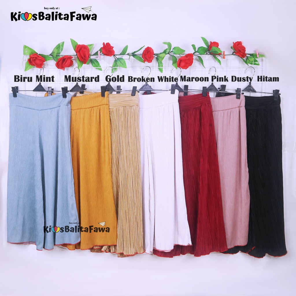 Kulot PLISKET Wanita fit to L / Kulot Panjang 7per8 Cullotes Pants Celana Polos Adem Bawahan