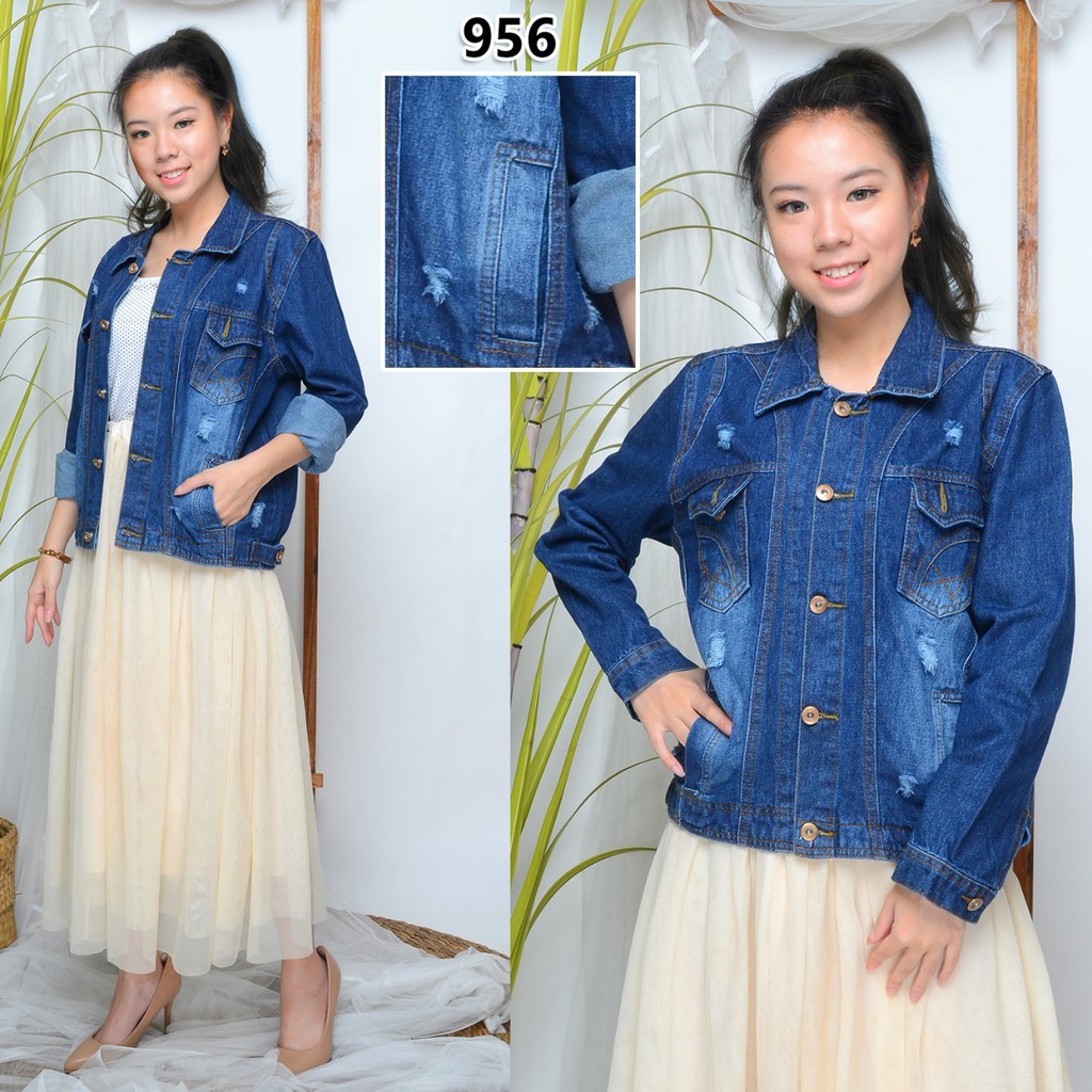 Asia Mode Jaket Jeans Sobek / Jaket Jeans Ripped L /Jaket Jeans Size XL/Jaket Ukuran XL/Jaket Size L