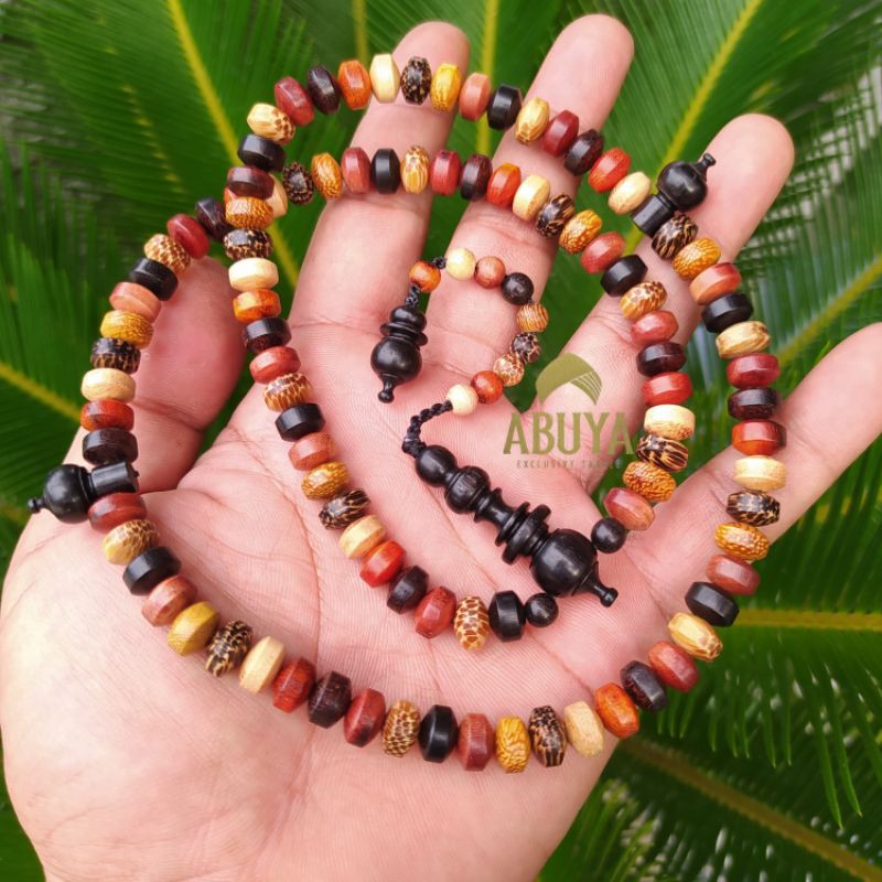 TASBIH ABUYA ISI 99 BUTIR SILINDER TASBIH BERTUAH TASBIH 9 MACAM KAYU LANGKA GELANG EXCLUSIVE
