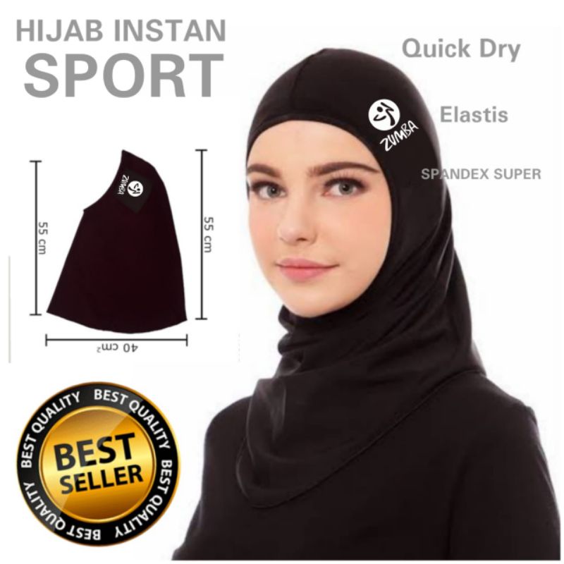 Hijab Sport Olahraga Gym Lari Renang Kerudung Instant-Zumba
