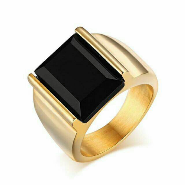 Cincin pria/cincin cowok/cincin permata/cincin batu hitam/cincin titanium