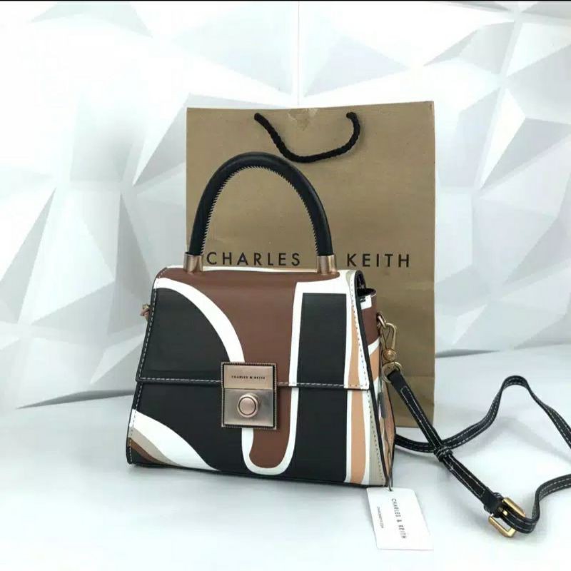 TAS BRAND CNK printed slempang Croco Handle Push Lock Original.