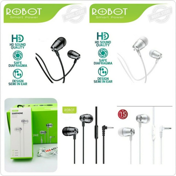 C_   Headset Handsfree ROBOT RE101S Stereo Sound Earphones ORIGINAL terbaru dari RE101