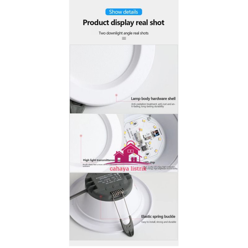 LAMPU DOWNLIGHT LED PLAFON 5 WATT ASLI FULL TERANG 5W NYALA ADA PUTIH / WARM WHITE