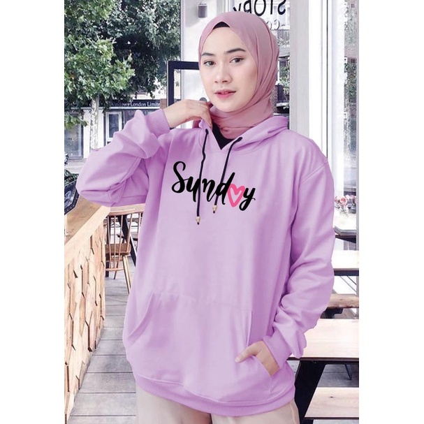 Sweater Hoodie Wanita sunday / Sweater Hoodie Korean Style / Sweater Terbaru 2020 / Sweater Tebal / Sweatshirt Hoodie Wanita