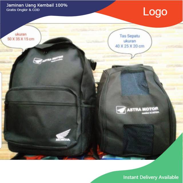 Tas Honda Astra Motor 2 in 1 
Tas BackPack dan Tas Helm