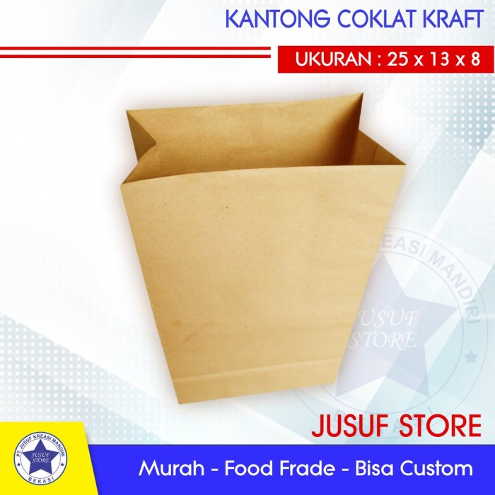 

(TERLARIS) cm paperbag 25x13x8 50pcs Kantong uk. Samson kraft