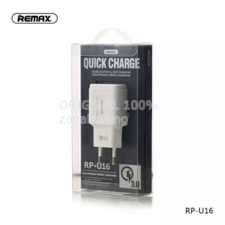 [QC 3.0] Original Remax Charger Quick Charge 3.0A Qualcomm 3.0 Fast Charging 3A RP-U16