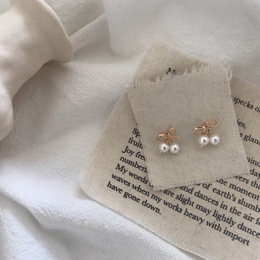 Sterling silver jarum gaya minimalis angin sabuk mutiara anting-anting gadis Korea kepribadian all-m