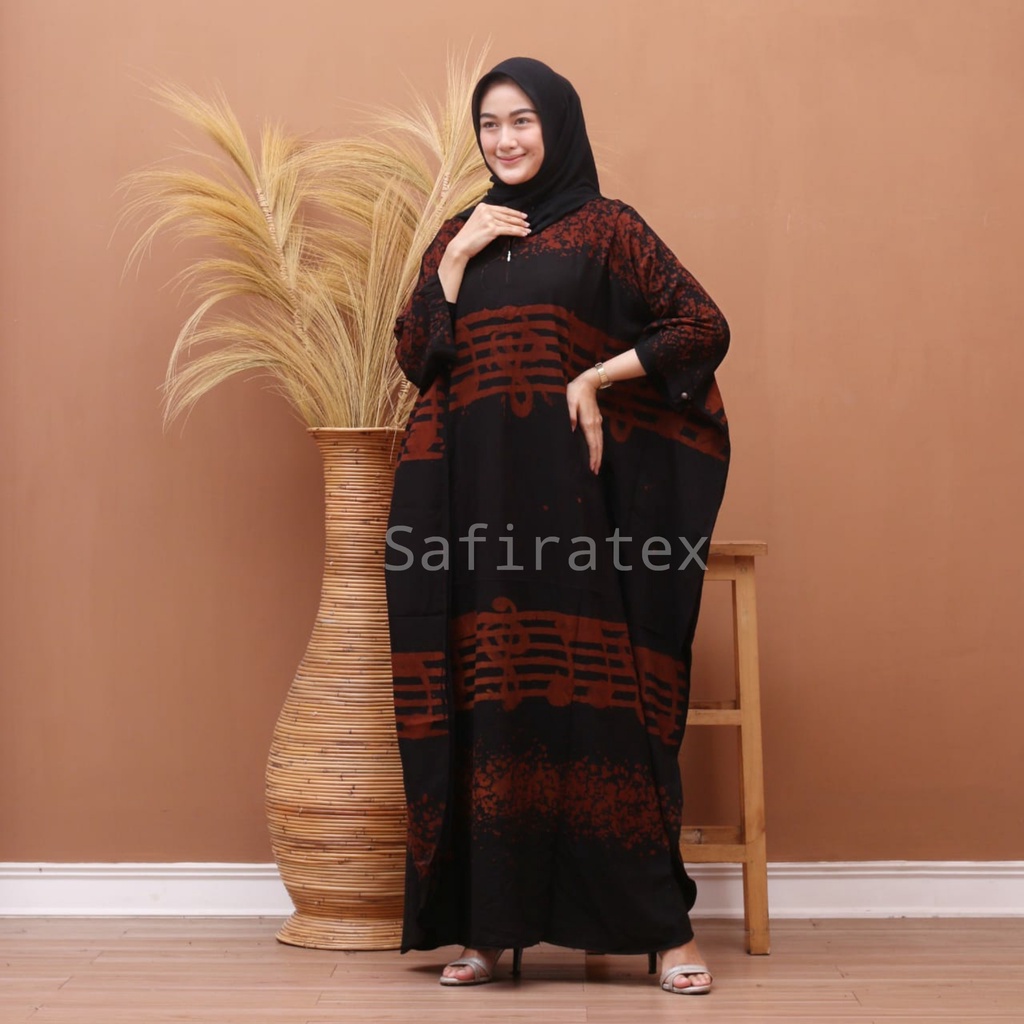 Kaftan jumbo muslim batik wanita - Merah Bata