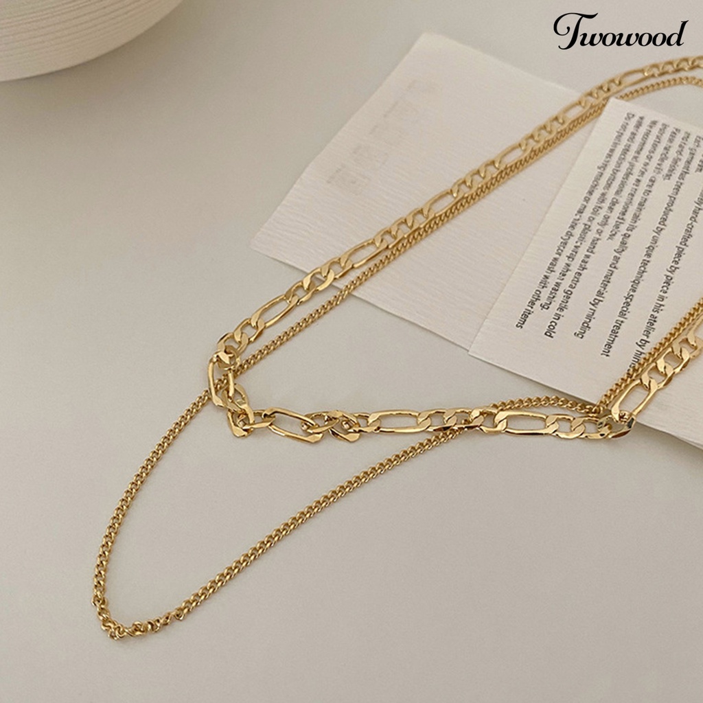 Twowood Double-Layered Clavicle Necklace Simple Alloy Solid Color Women Necklace Jewelry Accessory