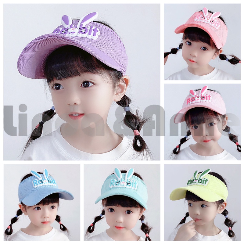 Topi Anak Rajut Visor Pantai Sunshade Motif Rabbit Baseball Anti Uv - Topi Anak