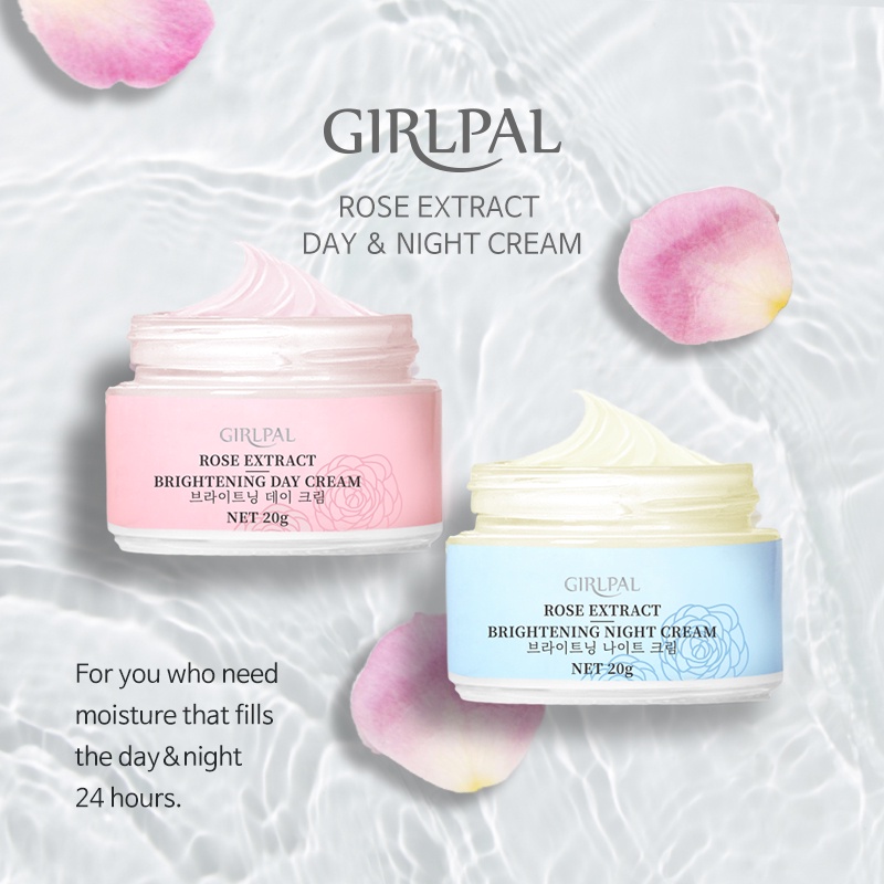 GIRLPAL 20g Rose Brightening Cream Vitamin C + Niacinamide Day &amp; Night Brightening Moisturizing Skin Cream GPSRF1004 GPSRF1005