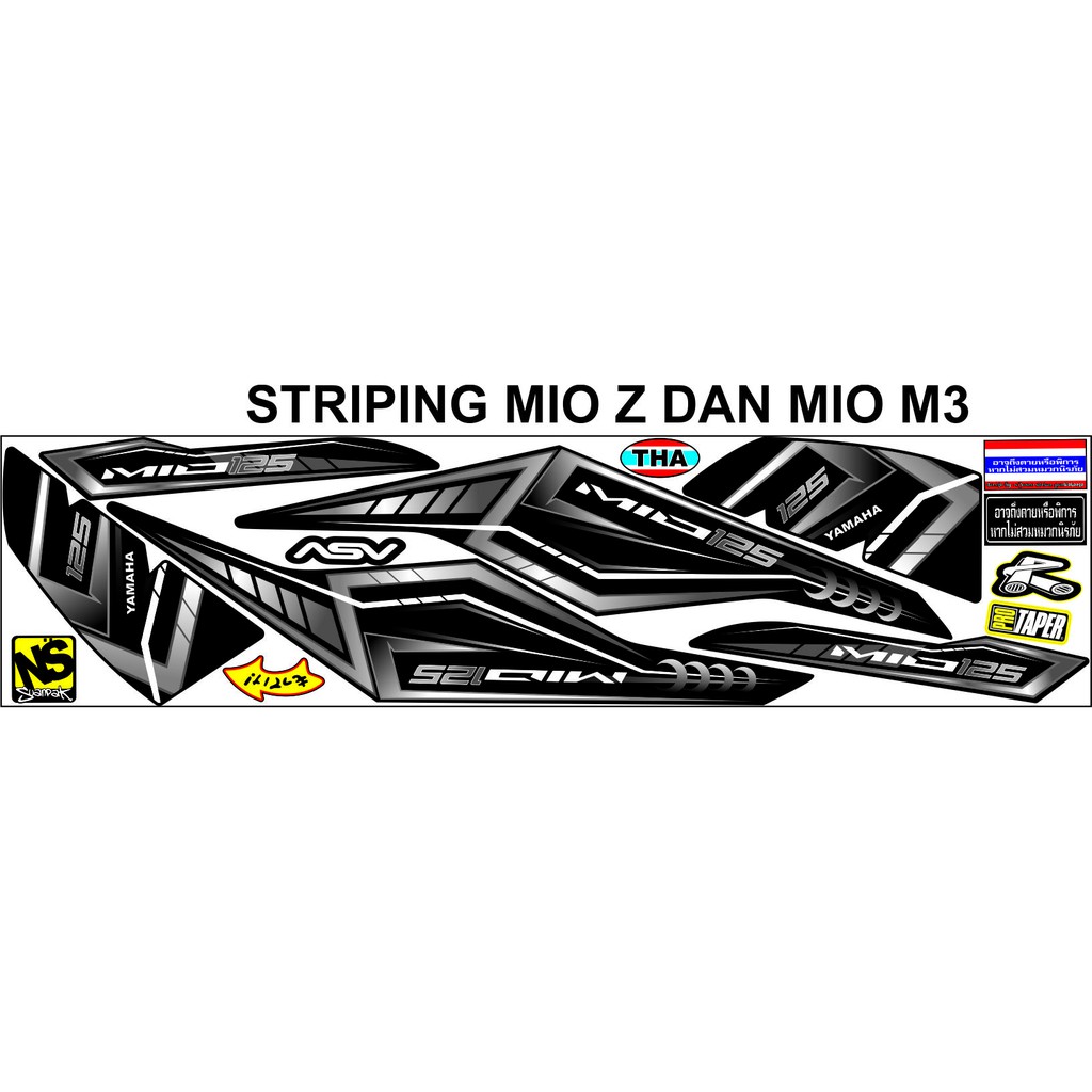 STIKER ABU HITAM BUAT MIO M3 MIO Z ART STIKER