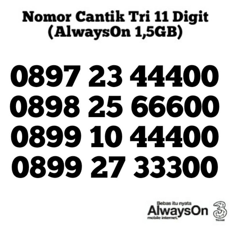 Nomor Cantik Tri 11 Digit