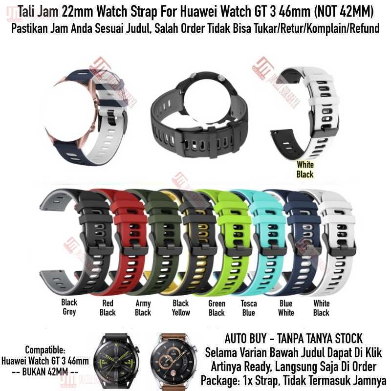 Dual Tone Watch Strap Huawei Watch GT3 GT 3 46mm - Tali Jam 22mm Rubber Silikon