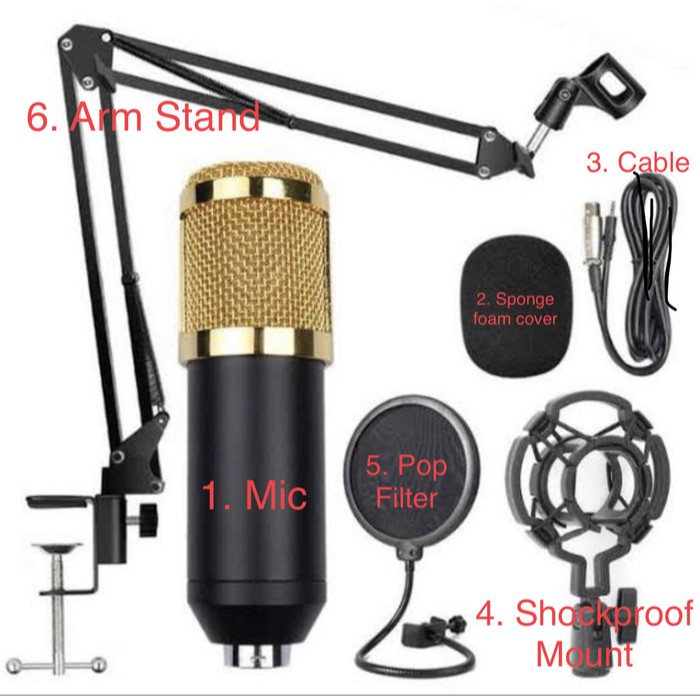 Microphone Condenser BM800 Full Set Home Recording/Mic Condenser BM 800 rekaman