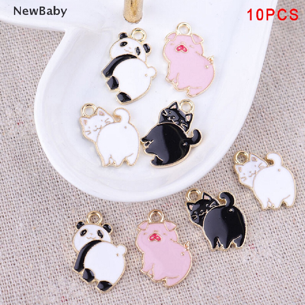 NewBaby 10Pcs/Lot Enamel Alloy Pig Cat Panda Charms Pendants DIY Jewelry Findings Crafts ID