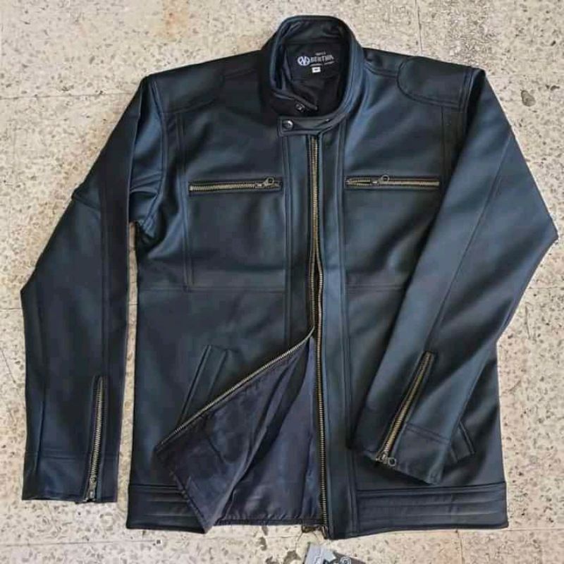 Jaket Kulit Semi Pria Model Terbaru Jaket Kulit Asli Model Mandarin Jaket Casual Pria Model Slimpit Jaket Motor Pria Anti Air Anti Angin