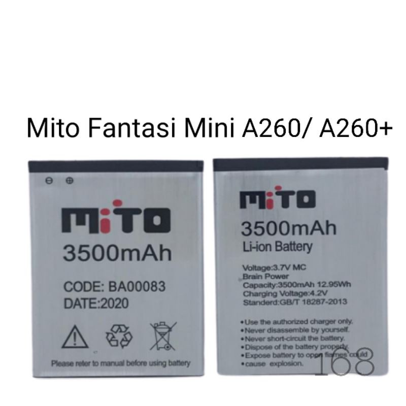 Baterai Batre Mito Fantasy Mini A260 A260+ Plus Batere Mito Kode BA00083