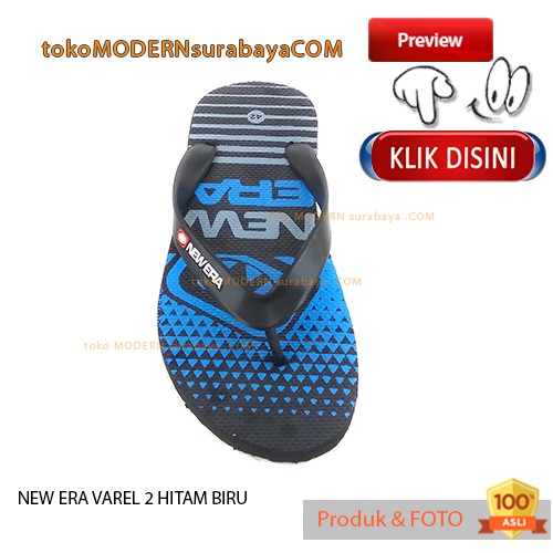 Sandal Pria jepit NEW ERA VAREL 2 HITAM BIRU Casual Karet Flip Flop