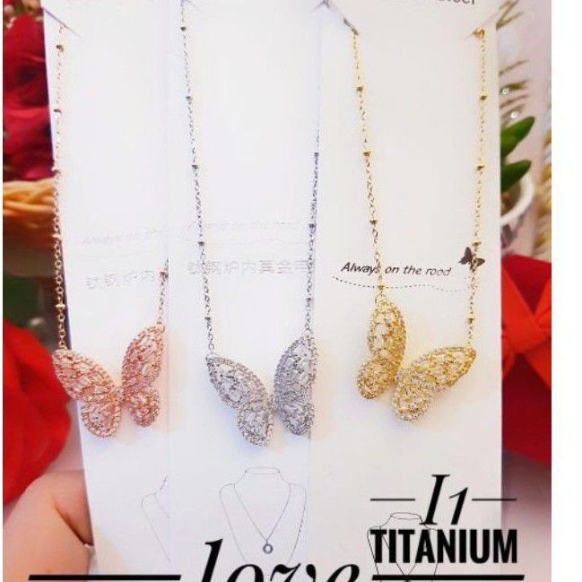 Titanium Kalung Motif Kupu cantik K5112